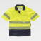 Polo alta visibilidad combinado unisex C3895. Color amarillo a. V./azul marino.