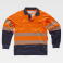 Polo alta visibilidad con bolsillo manga larga unisex C3896. Color naranja a. V./azul marino.