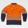 Polo alta visibilidad con bolsillo manga larga unisex C3896. Color naranja a. V./azul marino.