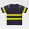 Camiseta reflectante micropiqué unisex C3978. Color azul marino/amarillo a. V..