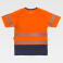 Camiseta alta visibilidad unisex C3995. Color naranja a. V./azul marino.