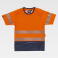 Camiseta alta visibilidad unisex C3995. Color naranja a. V./azul marino.