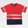 Camiseta alta visibilidad combinada unisex C3997. Color rojo a. V./azul marino.