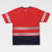 Camiseta alta visibilidad combinada unisex C3997. Color rojo a. V./azul marino.