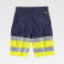 Pantalón de trabajo corto alta visibilidad multibolsillos unisex C4005. Color azul marino/amarillo a. V..