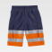 Pantalón de trabajo corto alta visibilidad multibolsillos unisex C4005. Color azul marino/naranja a. V..