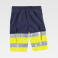Pantalón de trabajo corto alta visibilidad multibolsillos unisex C4005. Color azul marino/amarillo a. V..