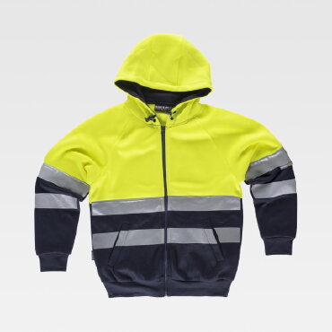 Sudadera alta visibilidad con capucha y cremallera combinada unisex C9036