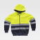 Sudadera alta visibilidad con capucha y cremallera combinada unisex C9036. Color amarillo a. V./azul marino.