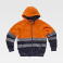 Sudadera alta visibilidad con capucha y cremallera combinada unisex C9036. Color naranja a. V./azul marino.