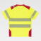 Camiseta alta visibilidad con bolsillo unisex C9241. Color amarillo a. V./rojo.