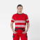 Camiseta alta visibilidad con bolsillo unisex C9242. Color rojo/gris oscuro.
