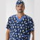 Bandana sanitaria M863. Color estampado variado/azul celeste.
