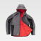 Chaqueta softshell con capucha reciclada unisex S7830. Color gris/negro/rojo a. V..