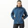 Chaqueta softshell con capucha reciclada unisex S7830. Color azul petróleo/negro/naranja a. V..