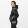 Chaqueta softshell con capucha reciclada unisex S7830. Color negro/gris/verde flúor.