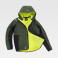 Chaqueta softshell con capucha reciclada unisex S7830. Color verde oscuro/negro/amarillo a. V..