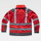 Chaqueta softshell alta visibilidad con capucha unisex S9212. Color rojo/gris oscuro.
