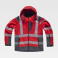 Chaqueta softshell alta visibilidad con capucha unisex S9212. Color rojo/gris oscuro.
