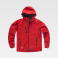 Chaqueta softshell con capucha combinada unisex S9499. Color rojo/negro.