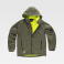 Chaqueta softshell con capucha combinada unisex S9499. Color verde caza/amarillo a. V..