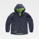 Chaqueta softshell con capucha combinada unisex S9499. Color azul marino/verde lima.