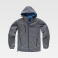 Chaqueta softshell con capucha combinada unisex S9499. Color gris/azul celeste.