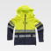 Chaqueta softshell alta visibilidad con capucha unisex S9525. Color azul marino/amarillo a. V..