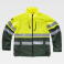 Chaqueta softshell alta visibilidad con capucha unisex S9525. Color verde oscuro/amarillo a. V..