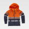 Chaqueta softshell alta visibilidad con capucha unisex S9525. Color azul marino/naranja a. V..