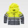 Chaqueta softshell alta visibilidad con capucha unisex S9525. Color gris/amarillo a. V..
