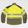Chaqueta softshell alta visibilidad ignífuga y antiestática unisex S9581. Color verde kaki/amarillo a. V./gris oscuro.