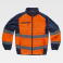 Chaqueta softshell alta visibilidad acolchada unisex S9600. Color naranja a. V./azul marino.
