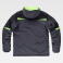 Chaqueta softshell con capucha acolchada unisex WF2758. Color gris oscuro/negro/verde lima.