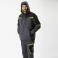 Chaqueta softshell con capucha acolchada unisex WF2758. Color gris oscuro/negro/verde lima.