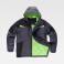 Chaqueta softshell con capucha acolchada unisex WF2758. Color gris oscuro/negro/verde lima.