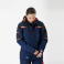Chaqueta softshell con capucha acolchada unisex WF2758. Color azul marino/azul marino oscuro/rojo a. V..