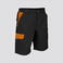 Bermuda multibolsillos elástica unisex Arce. Color negro/naranja.