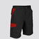 Bermuda multibolsillos elástica unisex Arce. Color negro/rojo.