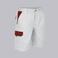 Bermuda multibolsillos elástica unisex Arce. Color blanco/burdeos.