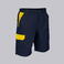 Bermuda multibolsillos elástica unisex Arce. Color azul navyamarillo.
