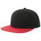 Gorra visera plana reciclada Snap back-s. Color negro rojo.