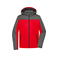Plumífero con capucha hombre JN1134. Color red/anthracite/melange.