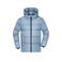Plumífero con capucha reciclado hombre JN1370. Color milky blue.