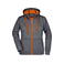 Sudadera con capucha y cremallera mujer JN354. Color carbon/orange.