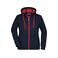 Sudadera con capucha y cremallera mujer JN354. Color navy/red.