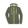 Sudadera con capucha y cremallera mujer JN354. Color olive/lime/green.