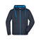Sudadera con capucha y cremallera hombre JN355. Color navy/aqua.