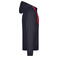 Sudadera con capucha y cremallera hombre JN355. Color navy/red.