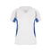 Camiseta de running mujer JN390. Color white/royal.